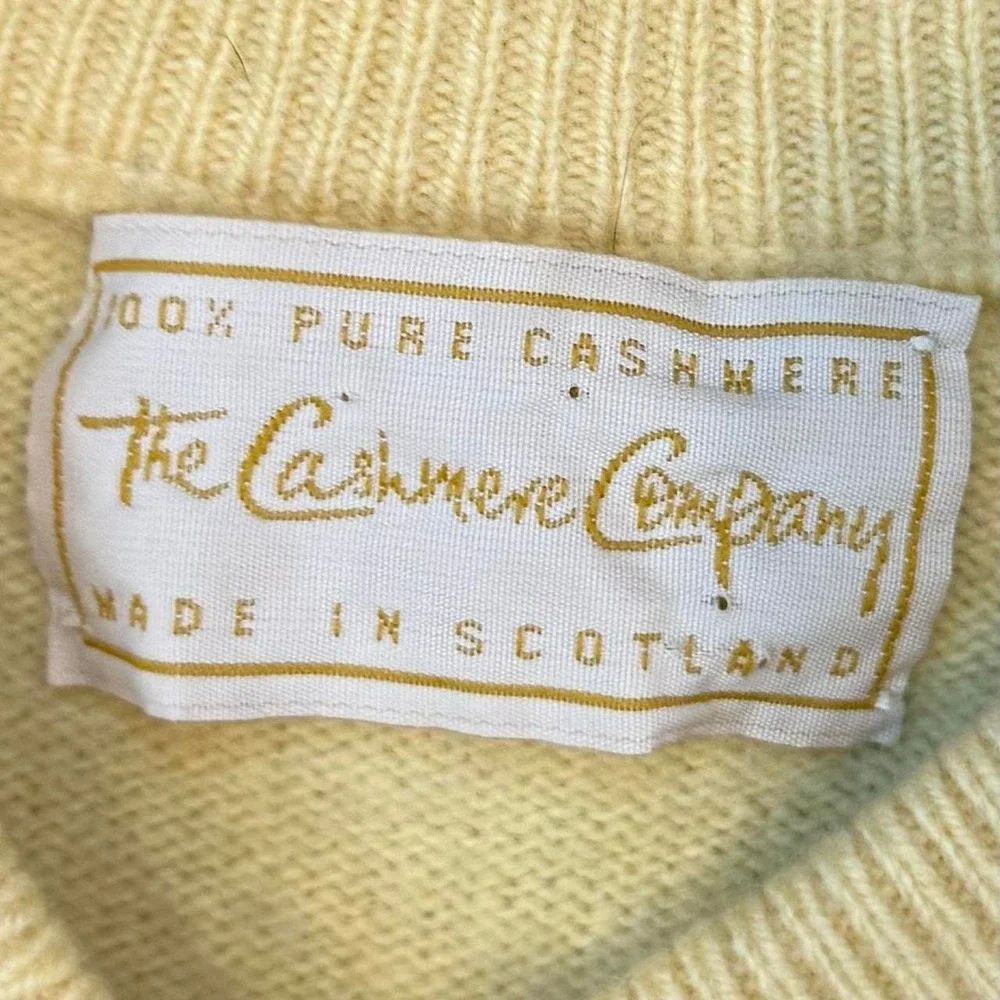 Vintage The Cashmere Company Butter Yellow Cardigan Adult Size 42 Preppy 90s